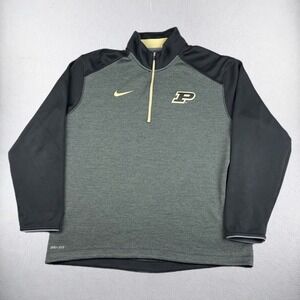 Nike Purdue Pullover Mens Large Gray Black 1/4 Zip Dri-FIT Boilermakers NCAA
